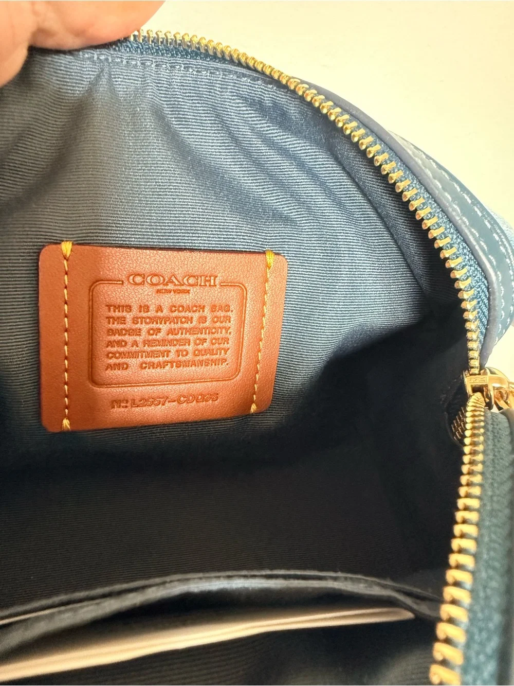 Coach Mini Denim Rowan Signature Satchel in Light Blue and Tan - Picture 8 of 9